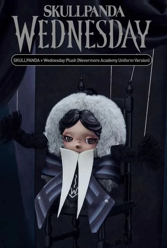 SKULLPANDA × Wednesday Plush (Nevermore Academy Uniform Version)