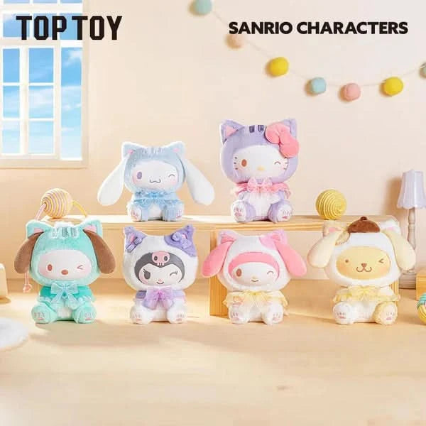 SANRIO Characters Play with Kittens Series Plush Keychains Gift Blind Box
