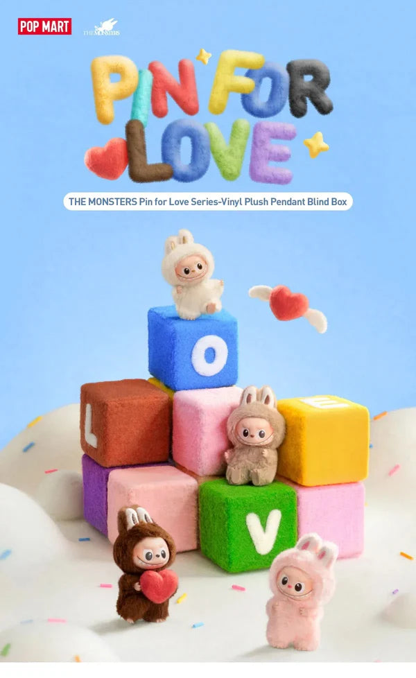 THE MONSTERS Pin for Love Series-Vinyl Plush Pendant Blind Box (A-Z) Labubu V4